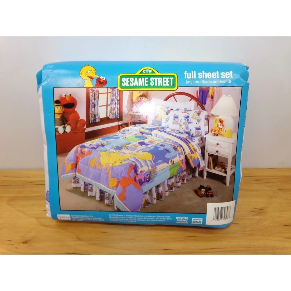 Vintage Sesame Street Full Sheet Set Jim Henson 1995 4 Piece Set Made in USA NEW